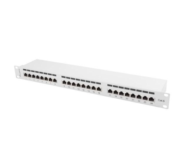 Lanberg Patchpanel 24p 19" 1U FTP 6 półka (szara) - 457382 - zdjęcie